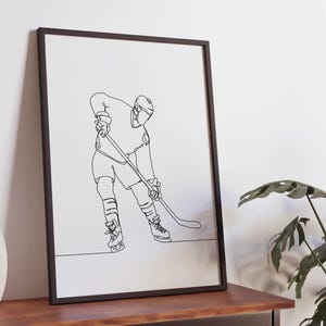 Minimalistische Eishockey Spieler Linie Kunst Druck, Eiskunstlauf Zeichnung, Wintersport Kunst, Athlete Plakat, Umriss druckbar