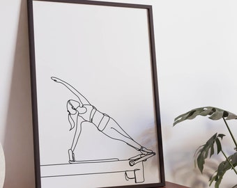 Minimalist Pilates Line Art Print, Yoga Exercise Poster (Digital Download)