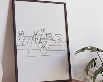 Minimalist Pilates Line Art Print, Exercise Poster (Digital Download)