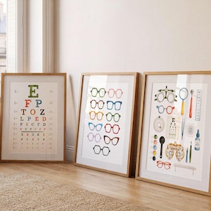 Optometrie-Werkzeuge und Sehtafel-Wandbild, digitaler Download, Sehklinik