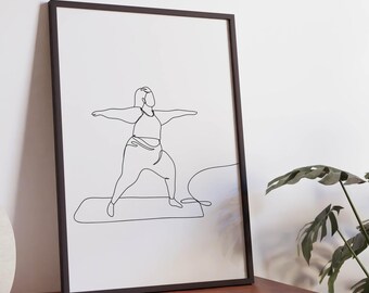 Minimalist Pilates Line Art Print, Yoga Pose (Digital Download)