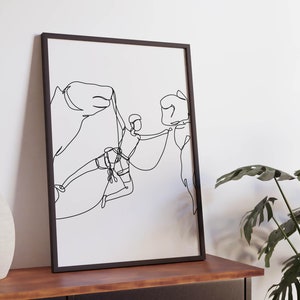 Minimalistische Kletterfelsen Linie Kunst, Digitale Dateien, Extremsport Druck, Kletterer Poster, Dekorationsdruck, druckbares Bouldern