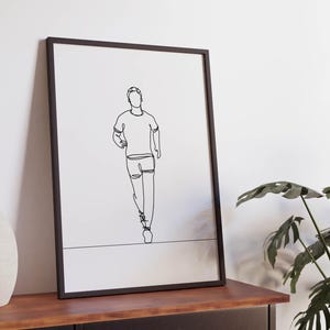 Minimalist Running Line art, Digital Download, Sport Print, Exercise Printable,  Athlete Prints. Room Decoration, Simple Sketch, Runner