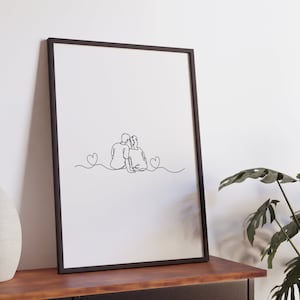 Paar Poster, beste Freunde Zeichnung, minimalistische Linie Kunst, Liebe druckbar, digitaler Download, Jahrestagsgeschenk, Herz Umriss, süßes Geschenk