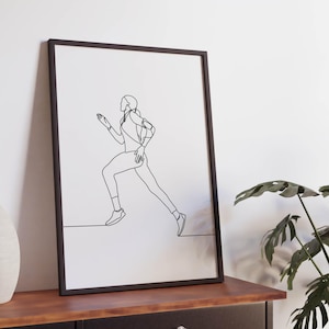 Minimalist Running Line art, Digital Download, Sport Print, Exercise Printable,  Athlete Prints. Room Decoration, Simple Sketch, Runner