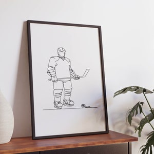 Minimalistische Eishockey Spieler Linie Kunst Druck, Eiskunstlauf Zeichnung, Wintersport Kunst, Athlete Plakat, Umriss druckbar