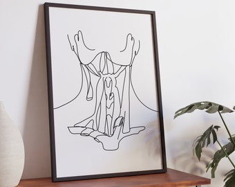 Anatomía humana minimalista, arte de la línea del órgano de la garganta, archivo digital, impresión de regalo de tiroides, dibujo médico, decoración de la clínica, médico otorrinolaringólogo