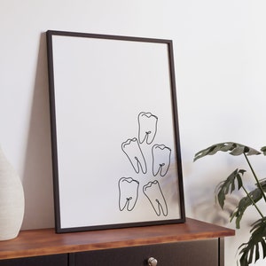 Minimalistischer Zahnarzt Linie Kunst, digitaler Download, Zähne Umriss Zeichnung, Büro-Druck, Zahnpraxis druckbare, einfache Skizze, Dekoration