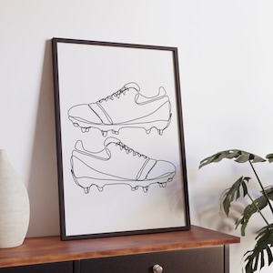 Minimalistische Fußball Linie Kunstdruck, Fußball Sport Wandkunst, digitaler Download, einfache Skizze, Stollen Poster, Raumdekor, druckbare Gliederung