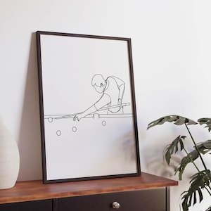 Minimalist Billiard Line art, Digital Download, Pool Table Print, Simple Sketch, Room Decoration, Printable Drawing, Illustration Poster