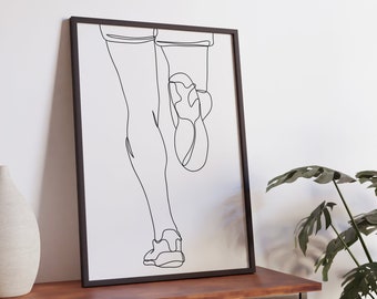 Minimalist Running Line Art Print, Sport Poster (Digital Download)