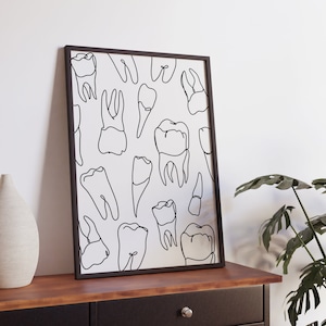 Minimalistischer Zahnarzt Linie Kunst, digitaler Download, Zähne Umriss Zeichnung, Büro-Druck, Zahnpraxis druckbare, einfache Skizze, Dekoration