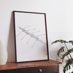 Minimalistische Ruderboot Linie Kunst, Wasserfeger Sport druckbar, Ruder Poster, digitaler Download, Geschenk Druck, Dekoration druckbar