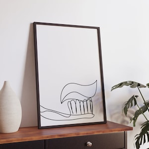 Minimalistischer Zahnarzt Linie Kunst, digitaler Download, Zahnbürste Druck, bedruckbare Zahnpraxis, Mundpflege Zeichnung, Bürokunst, einfache Skizze