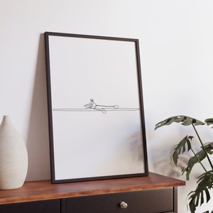 Minimalist Rowing Boat line art, Water Sport printable, Rower Poster, Digital Download, Gift Print, Simple Sketch, Decoration Printable