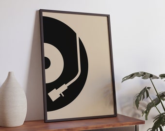 Retro Music Wall Art, Groovy Print, Cute Bedroom, Digital File, Vinyl  Record Player Poster, Trendy Wall Art, Studio Decoration Gift, Black