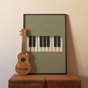 Retro Music Wall Art, Groovy Print, Piano Keys Poster, Musical Print, Room Decoration, Trendy Digital File, Funky Artwork, Green Printable
