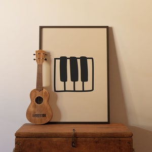 Retro Music Wall Art, Groovy Print, Piano Keys Poster, Musical Print, Room Decoration, Trendy Digital File, Funky Artwork, Beige Printable