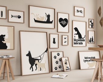 Retro Veterinary Art Prints, Animal Hospital Decor (Digital Download)