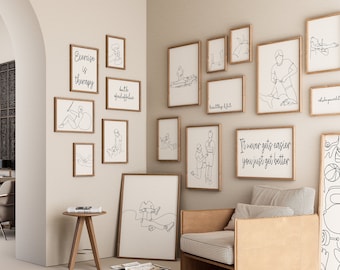 Sport Therapie Linie Art Print Set, Physiotherapie Büro Deko (digitaler Download)