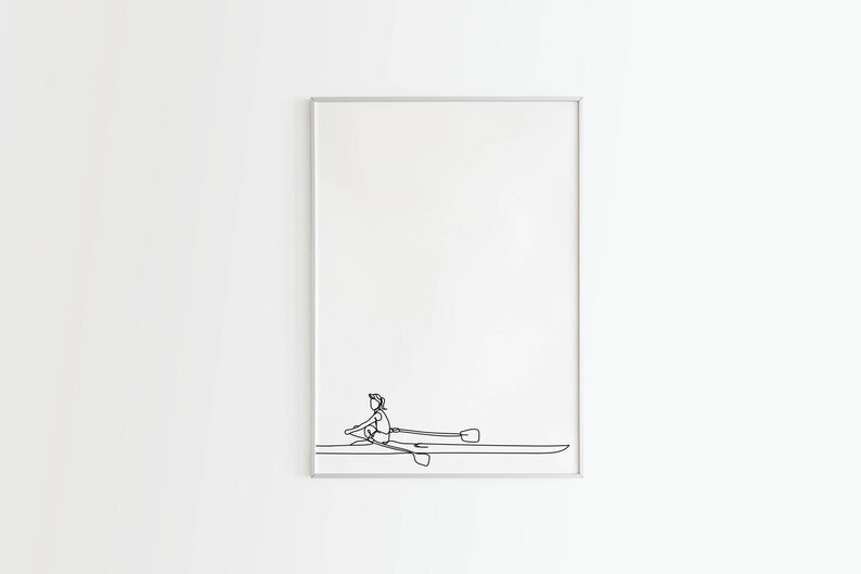 Minimalist Rowing Boat Line Art Print, Rower Poster (digital Download ...