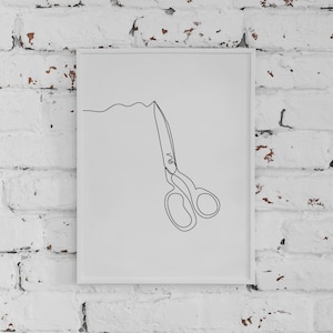 Minimalist Scissors Line Art, Digital Download, Fashion Tailoring Print ...