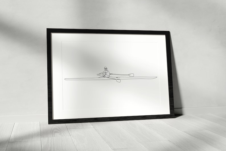 Minimalist Rowing Boat Line Art, Water Sport Printable, Rower Poster ...