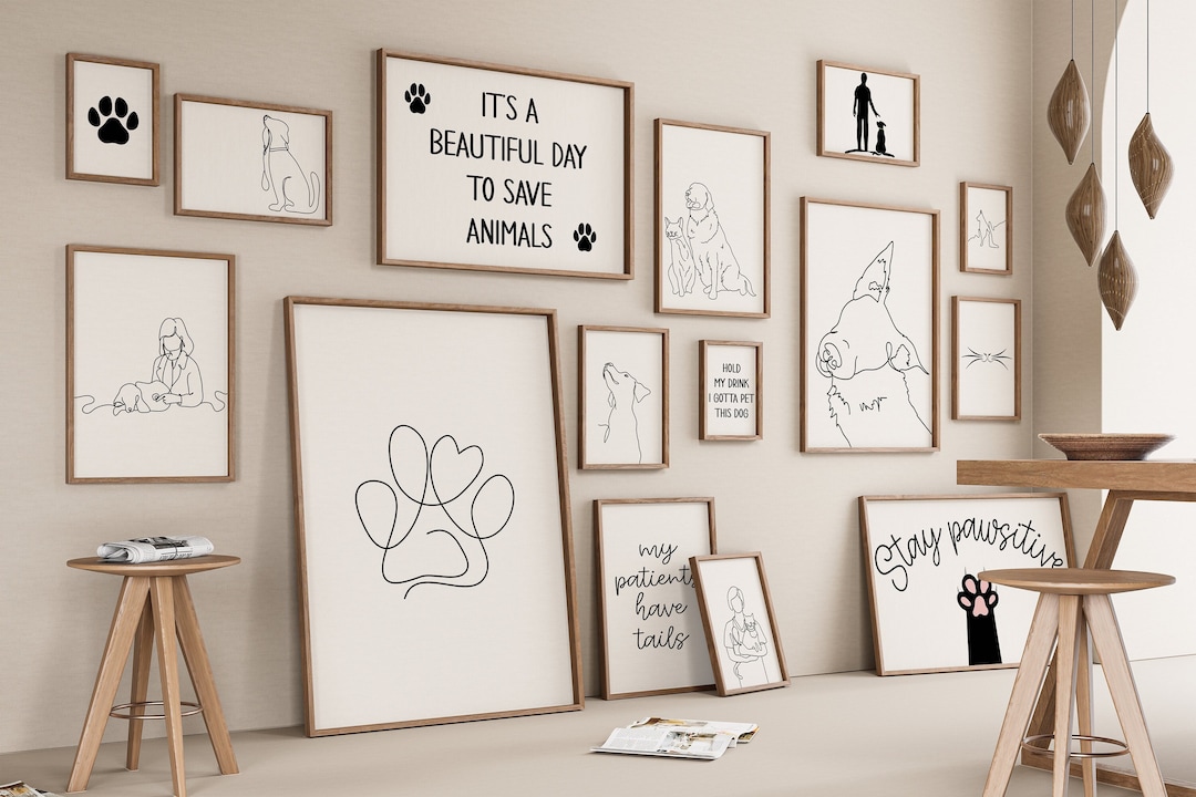 Veterinary Gallery Set of 15 Drawings, VET Office Decoration
