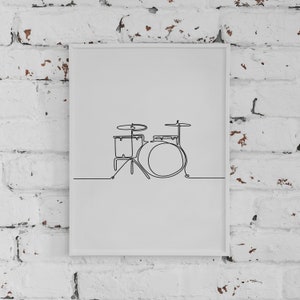 Minimalist Drums Line art, Digital Download, Music Print, Simple Sketch, Musical Printable, Musician Poster, Room Decoration, Black Outline image 5