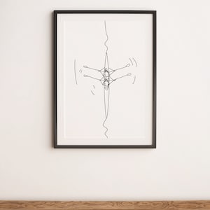 Minimalist Rowing Boat Line Art, Water Sweep Sport Printable, Rower ...