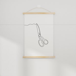 Minimalist Scissors Line Art, Digital Download, Fashion Tailoring Print