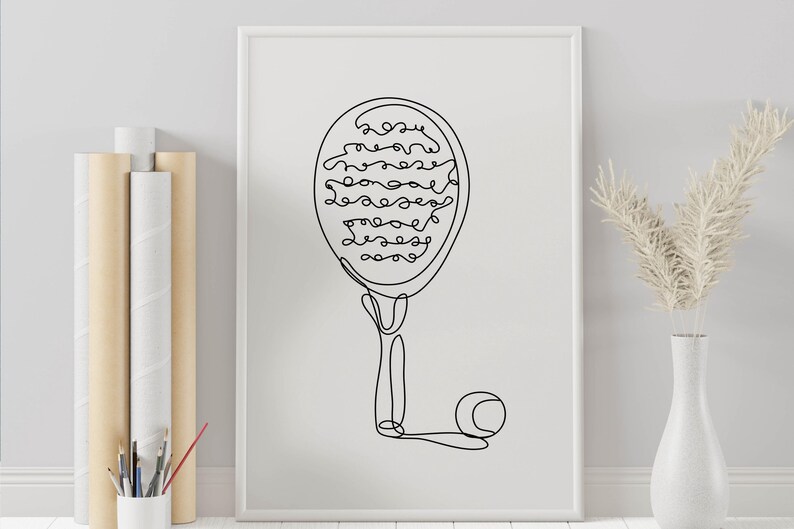 Minimalist Padel Tennis Line Art Print, Racket Sport Wall Art, Digital