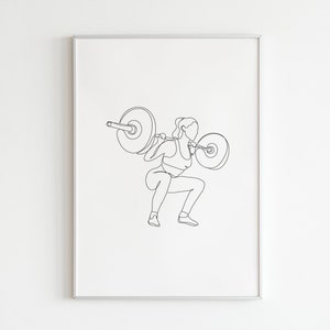 Minimalist Weightlifter Line Art, Digital Download, Sport Print ...