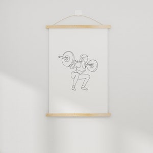 Minimalist Weightlifter Line Art, Digital Download, Sport Print ...
