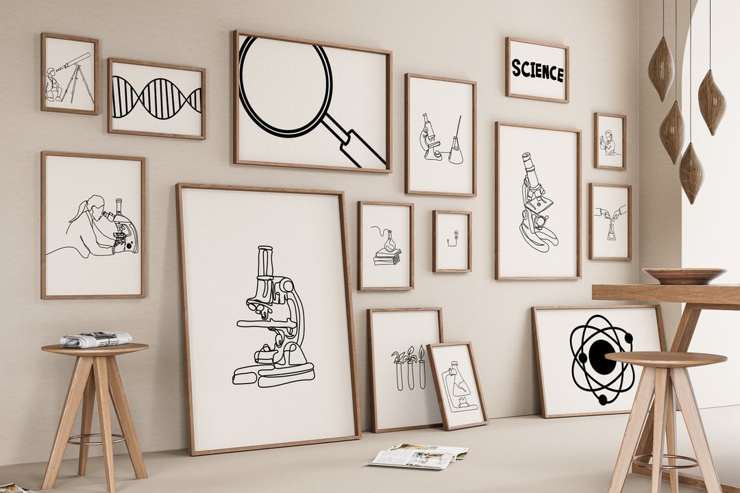 Science Line Art Print Set, Chemistry Biology Decor (digital File) - Etsy