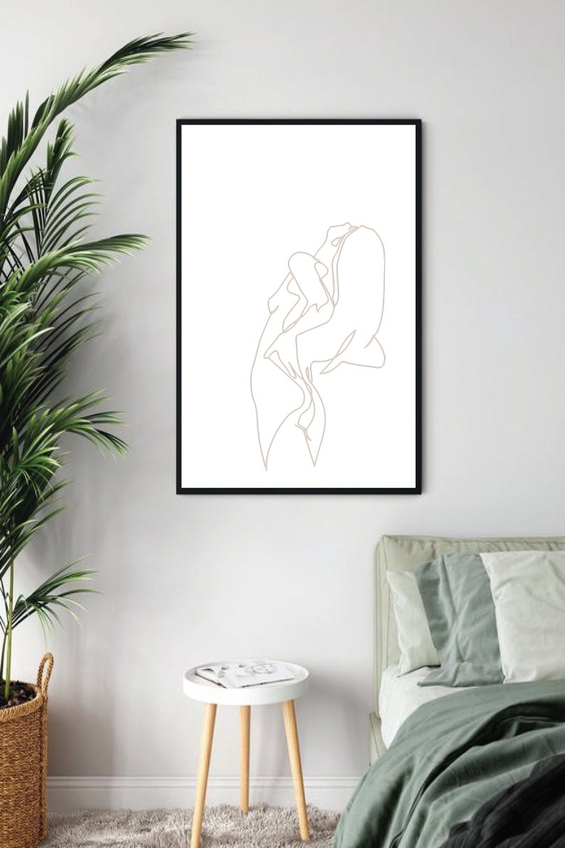 Minimalistische Linie Kunstdruck Frau Linie Zeichnung Fine ...
