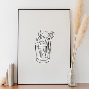 Minimalistischer Zahnarzt Line Art, digitaler Download, Arzt Werkzeug Druck, Zahnpraxis Poster, Office Care Zeichnung, einfache Skizze, Umriss Prints