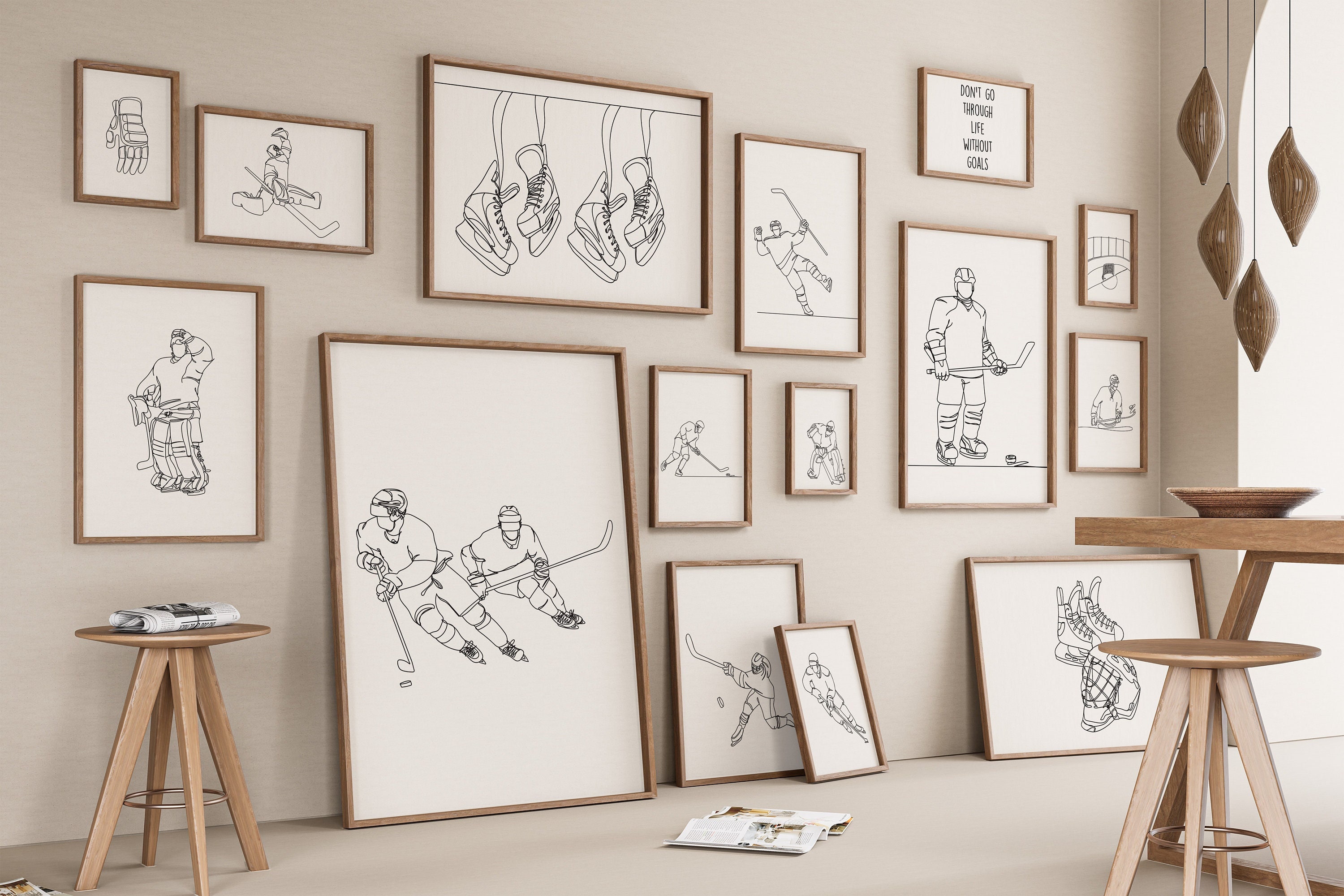 Ice Hockey Line Art Gallery Set of 15 Drawing, Goaltender