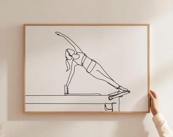 Minimalist Pilates Line Art Print, Exercise Poster (Digital Download)