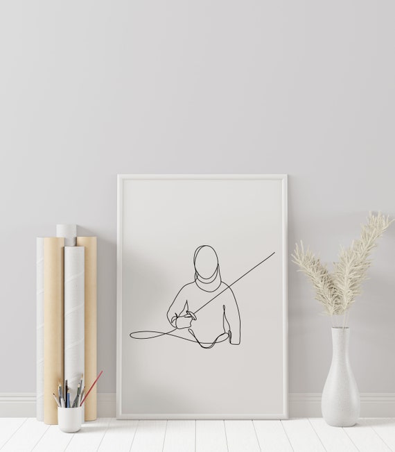 Stampa Su Tela Scherma Minimalista - Poster Sportivo 30x45cm Per Decorazione Parete