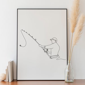 Fishing Rod Line Art 