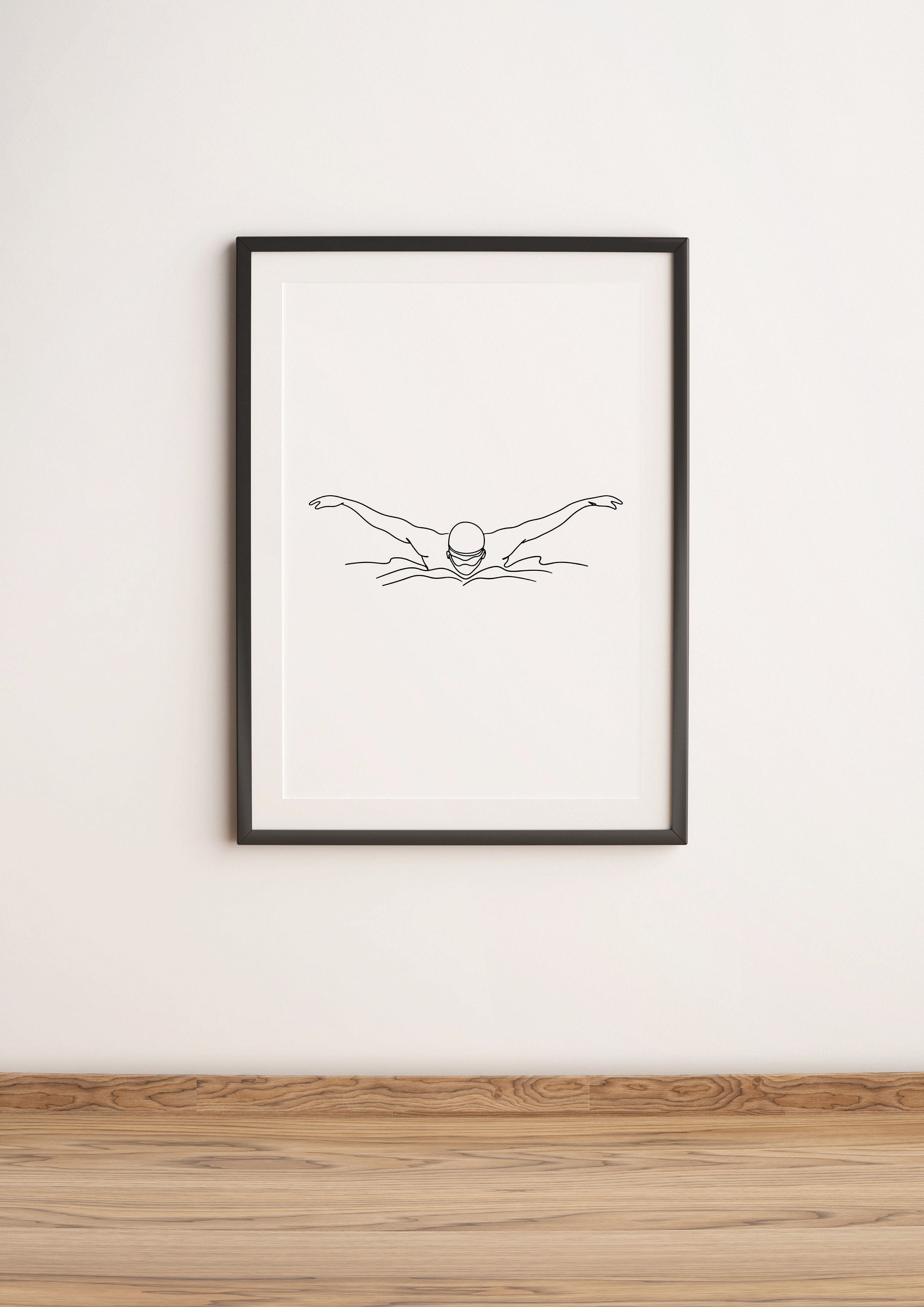 Minimalist Swimmer Line Art Art, Digital Download, Sport Print ...