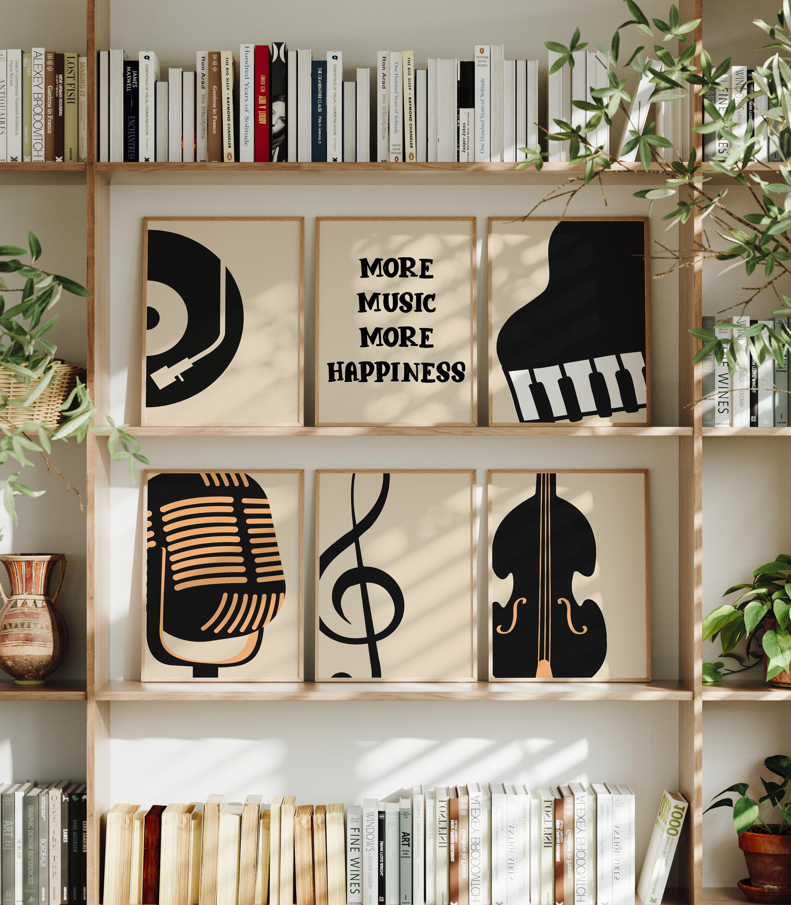 Retro Music Wall Art Gallery, Groovy Set 6, Turntable Poster
