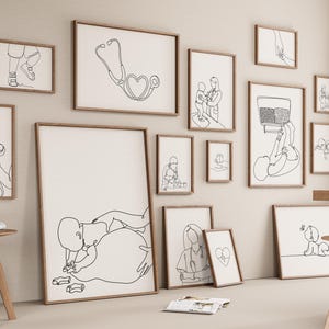Pädiatrische Galerie Set 15 Zeichnung, Arzt Kinderarzt Dekor, Minimalistische Linie Kunst, SäuglingsKlinik druckbare, KinderKrankenhaus-Digitale Datei