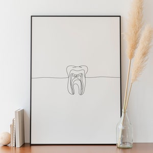 Minimalist Dentist Line Art, Digital Download, Teeth Outline Drawing, Office Print, Dental Clinic Printable, Simple Sketch, Decoration