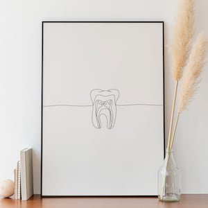 Minimalistischer Zahnarzt Linie Kunst, digitaler Download, Zähne Umriss Zeichnung, Büro Druck, Zahnklinik druckbar, einfache Skizze, Dekoration
