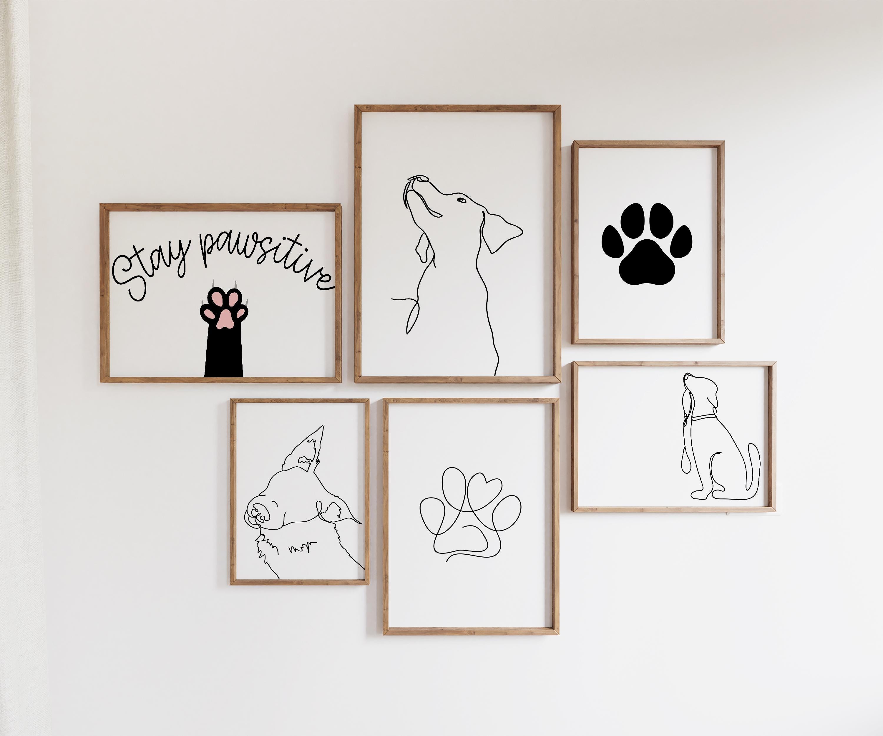 Veterinary Gallery Set of 6 Drawings, VET Office Decoration, Minimalist Line Art Print, Animal Hospital, Dog Veterinarian, Digital Download