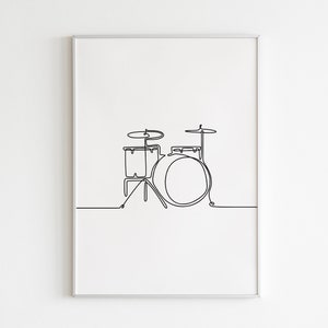 Minimalist Drums Line art, Digital Download, Music Print, Simple Sketch, Musical Printable, Musician Poster, Room Decoration, Black Outline image 6