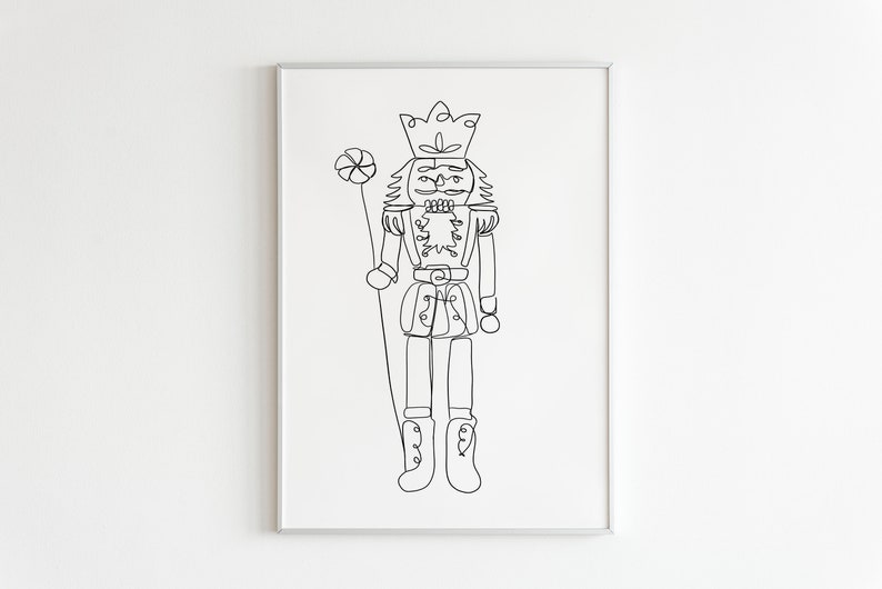 Minimalist Nutcracker Line Art Digital Download Christmas Etsy