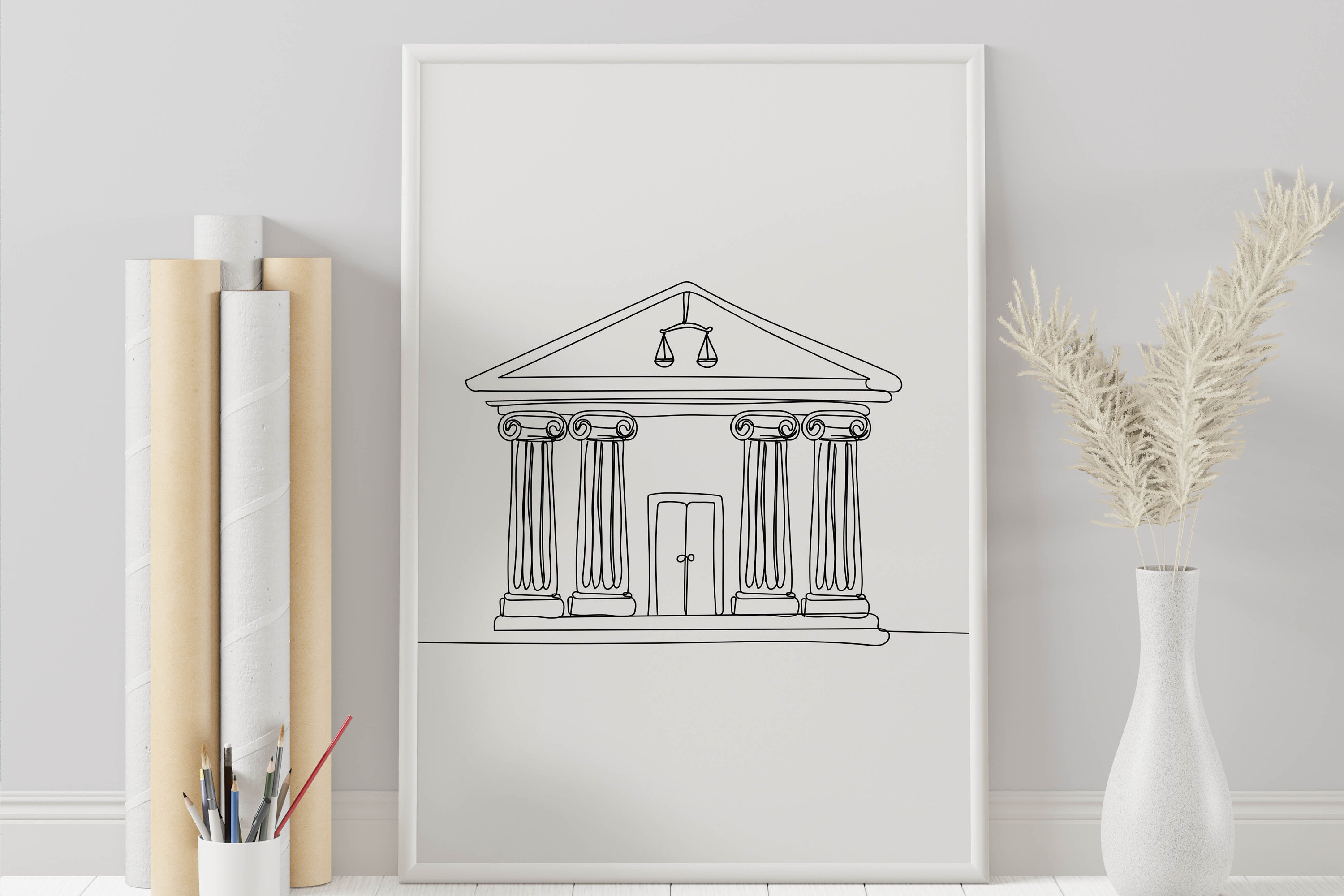 Courthouse Line Art, Attorney Drawings, Graduation Print, Lawyer Office ...